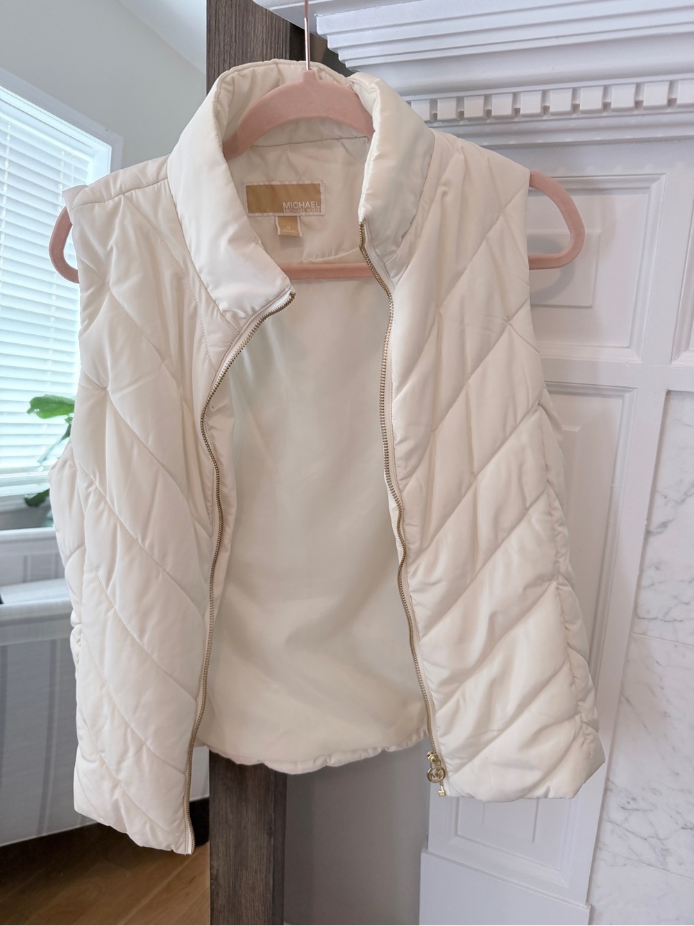 Michael Kors Ivory Quilted Puffer Vest